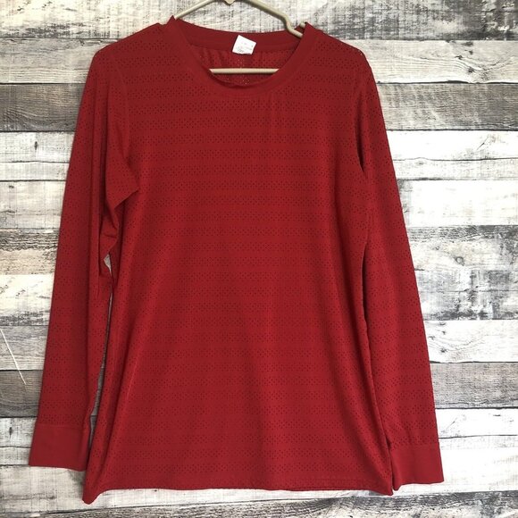 ZYIA Tops - Zyia Active Shirt Womens Large Red Long Sleeved Perforated Mesh Workout Athletic